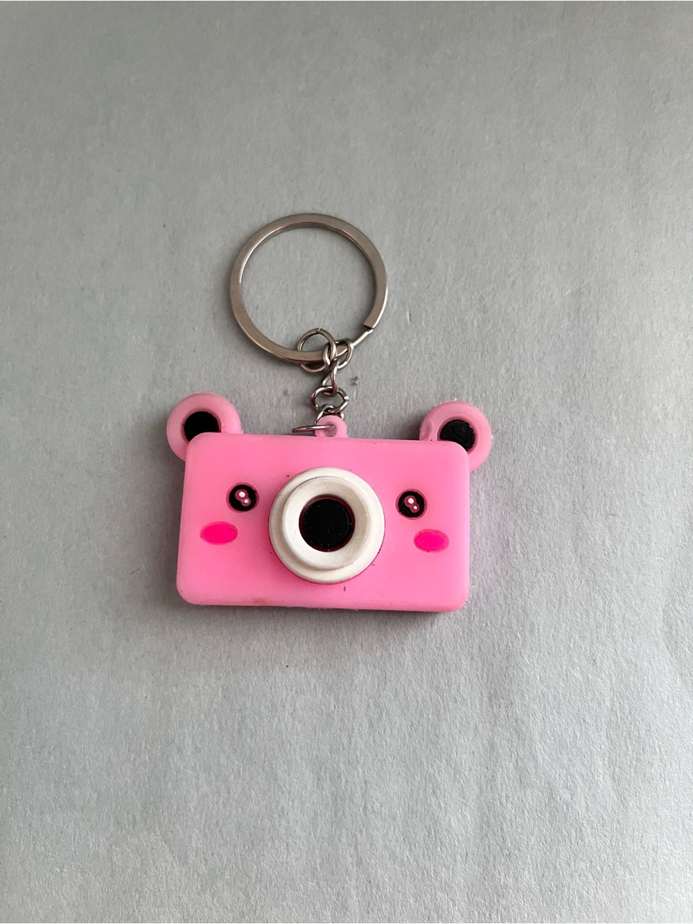 Cute Pink Bear Camera Keychain